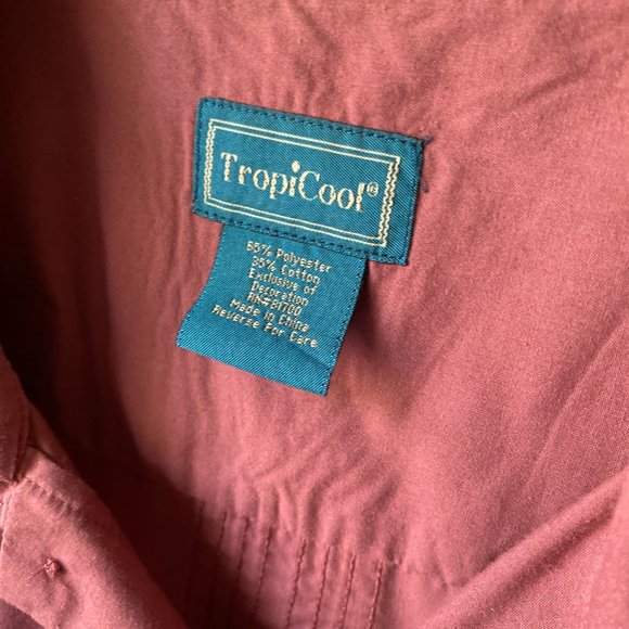 TropiCool  Embroidered Dark Mauve/Pink Cuban Cigar Button SS Top Shirt size 2XL - Picture 6 of 8